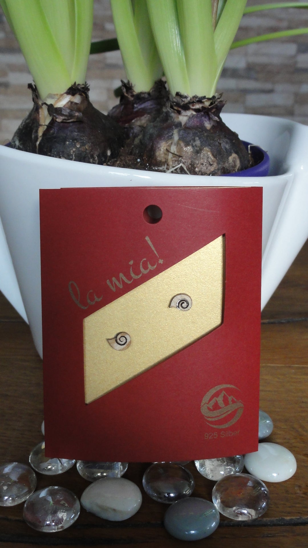 Ohrstecker Holzschmuck Ammonit aus Ahornholz