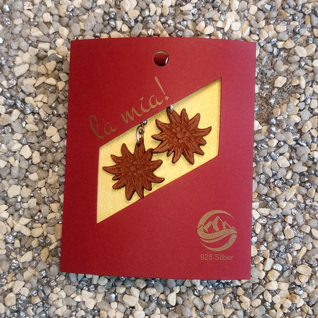 Holzschmuck Ohrhänger Edelweiss Kirschholz