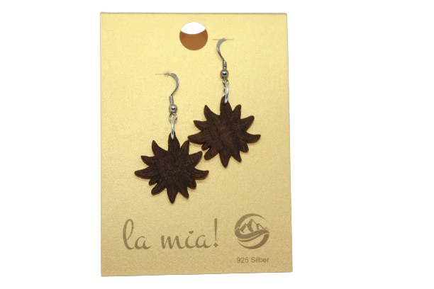 Ohrhänger Edelweiss aus Nussholz