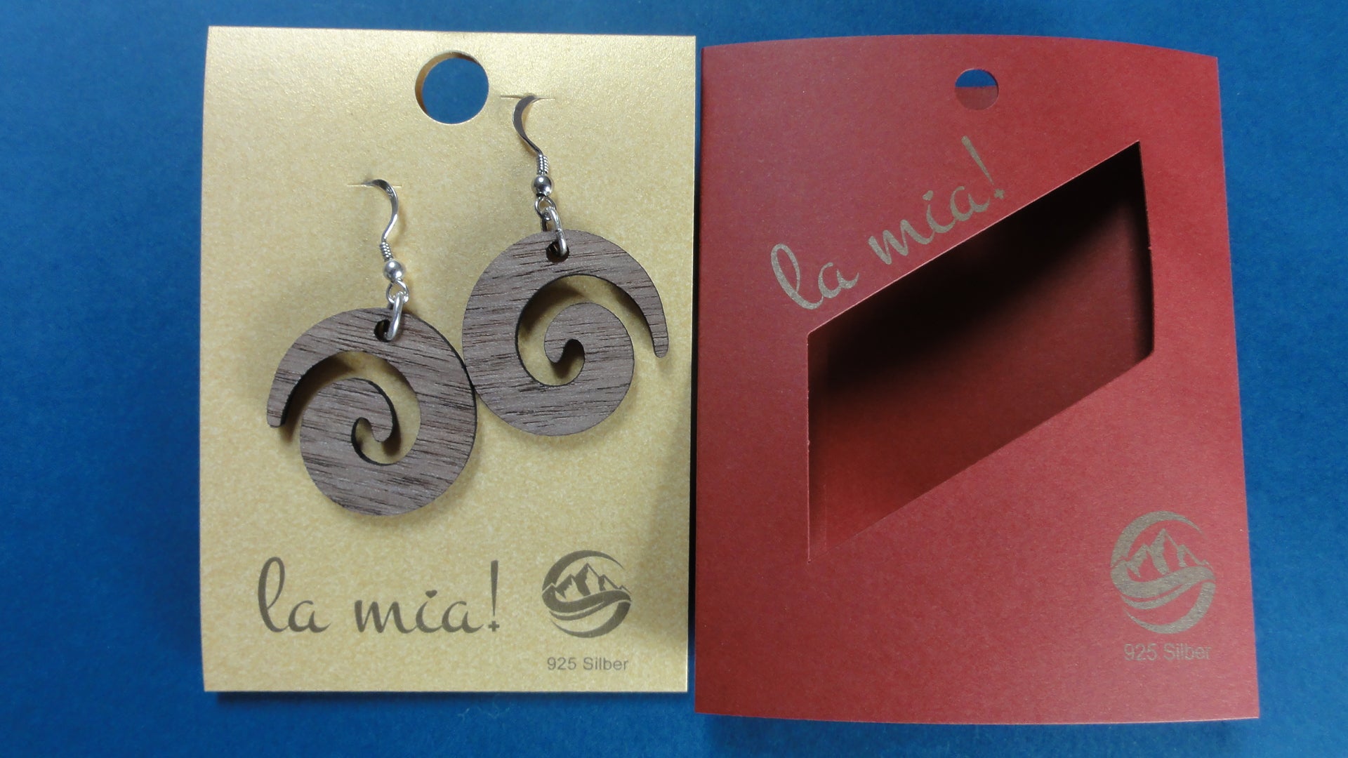 Ohrhänger aus Nussholz Spirale