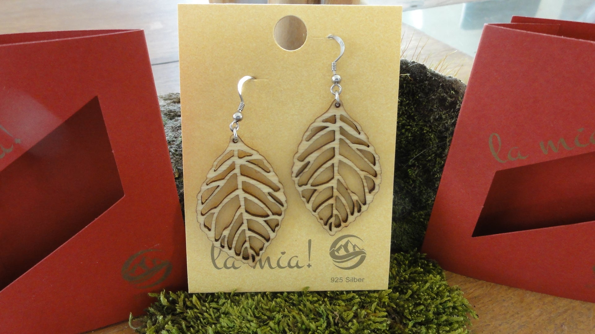 Holzschmuck Ohrhänger Ahornholz Buchenblatt