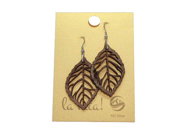 Ohrhänger Buchenblatt aus Nussholz