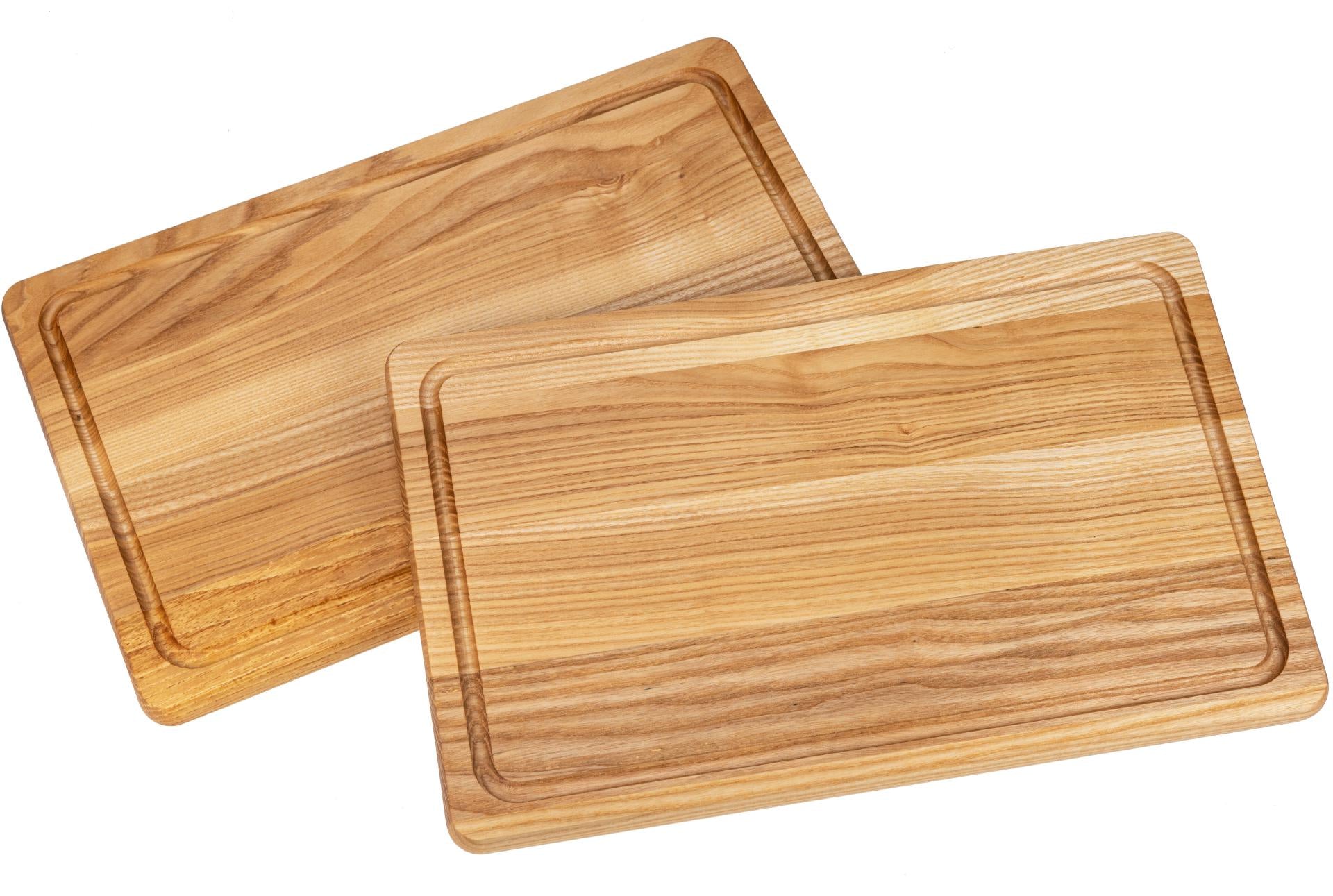 Holz Schneidebrett rechteckig mit Saftrille aus geölter Kern Esche 40 x 25 x 2 cm