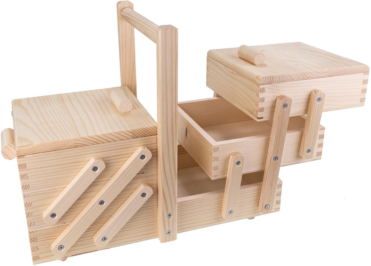 Holz Nähkasten aus Fichte - Lackiert, geräumig und langlebig