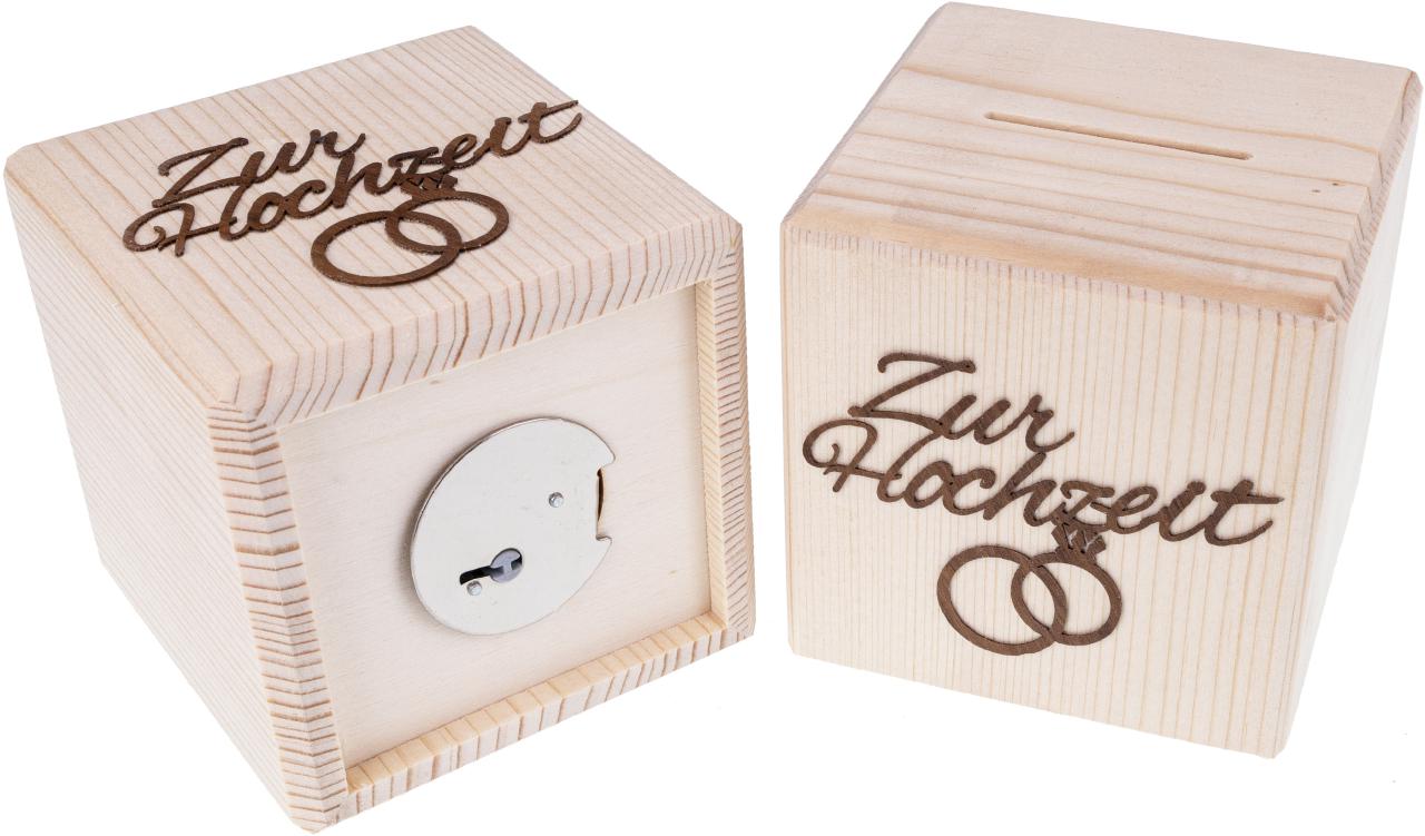 Spardose als Würfel zur Hochzeit aus Holz