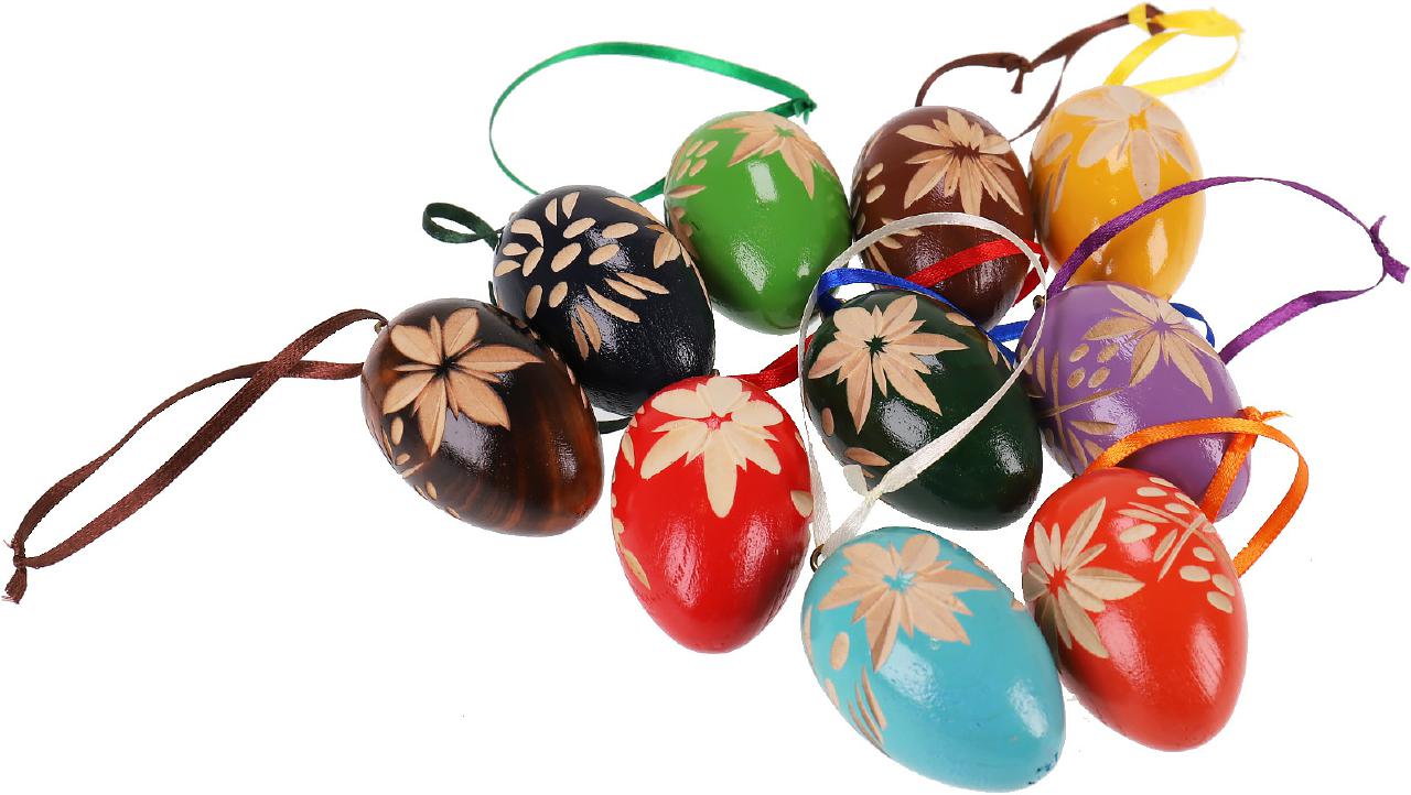 Ostereier bemalt und lackiert aus Holz