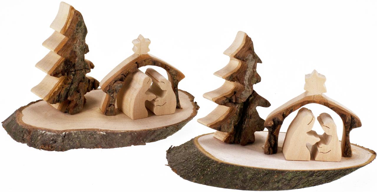 Krippe auf Rindenscheibe