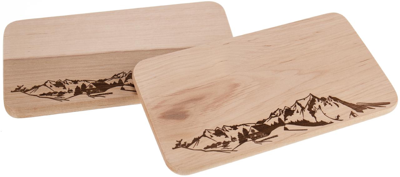 Schneidebrett Erle mit Alpenpanorama-Motiv 22,5cm
