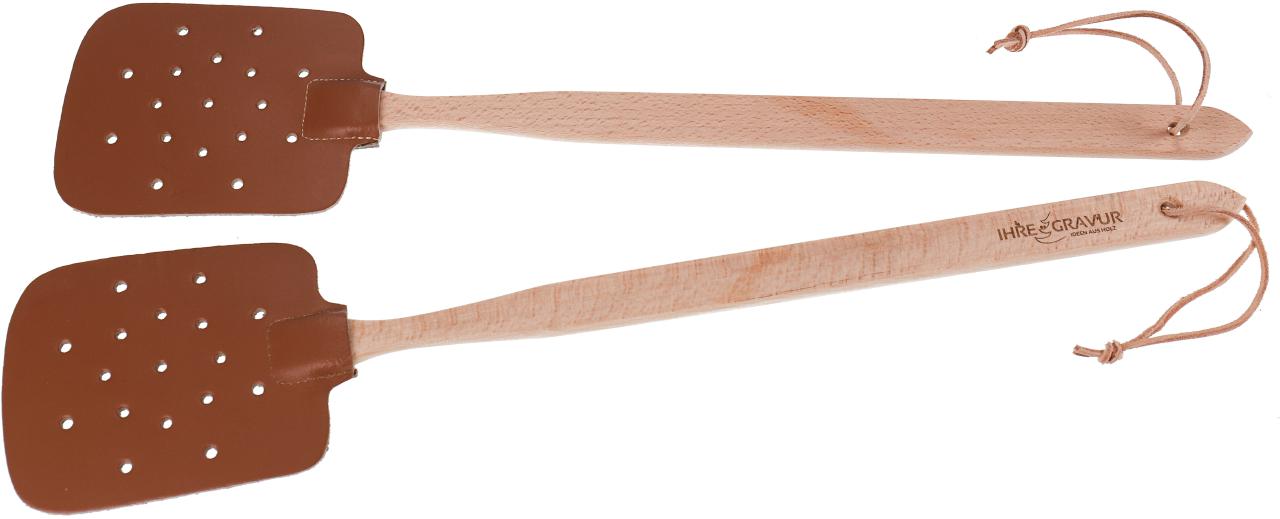 Fliegenklatsche mit Buchenholz‑Stiel und Kunstleder‑Kopf – robust und abwaschbar