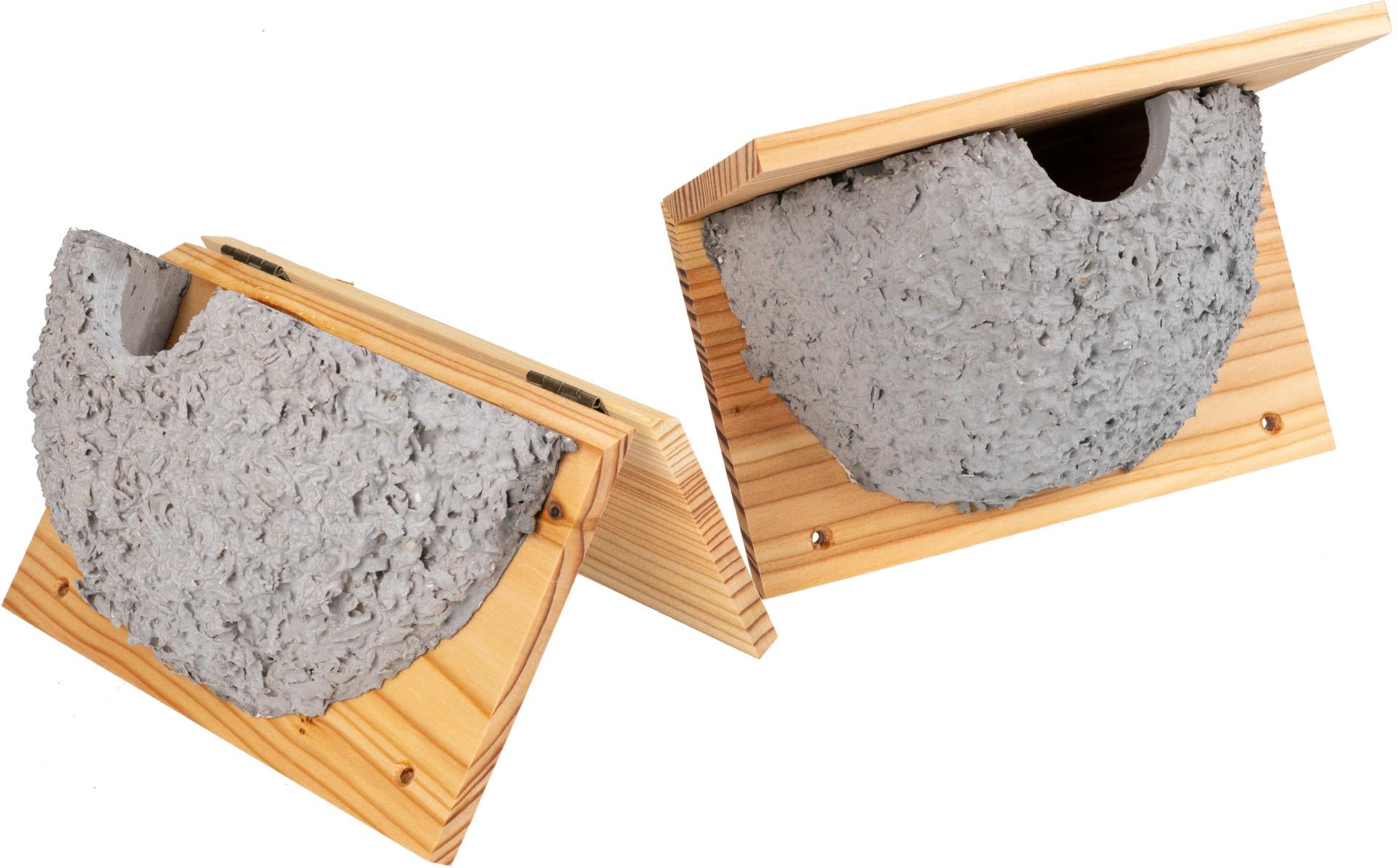 Mehlschwalben-Nest, Nistkasten aus Holzbeton und Lärchenholz, geölt