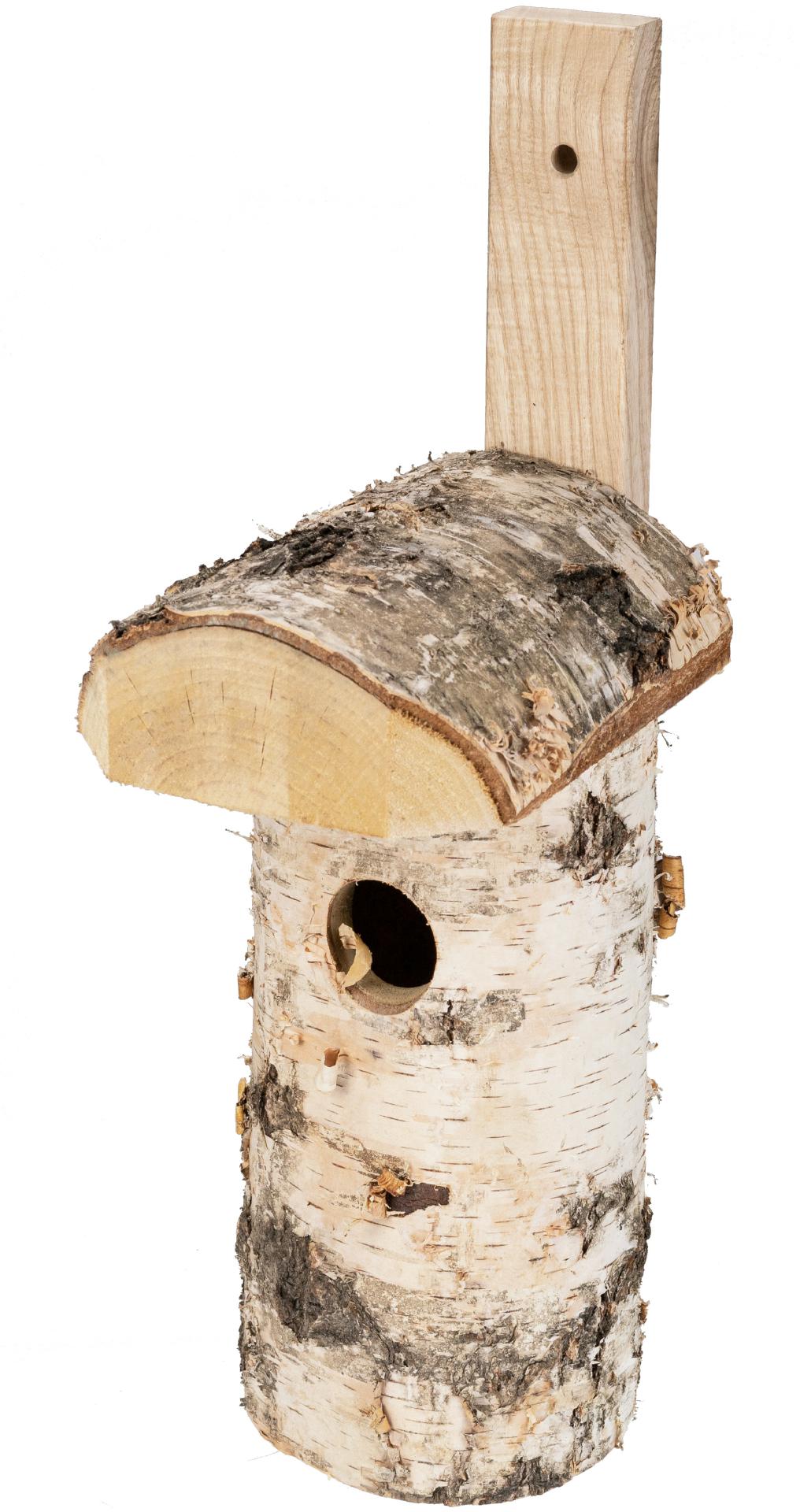 Nistkasten aus Birkenholz mit Rinde für Kleinvögel, 30 cm x Ø16 cm