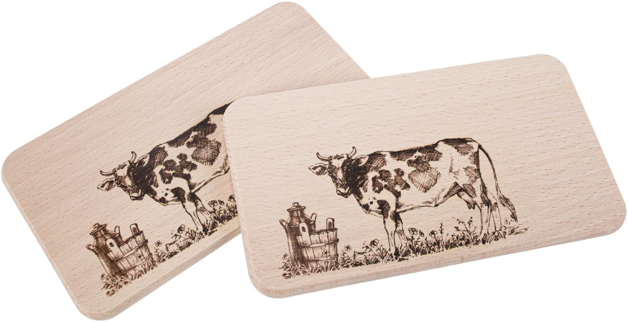 Schneidebrett Erle mit Kuh-Motiv – lasergraviert, Geschenk für Bauernhof-Fans