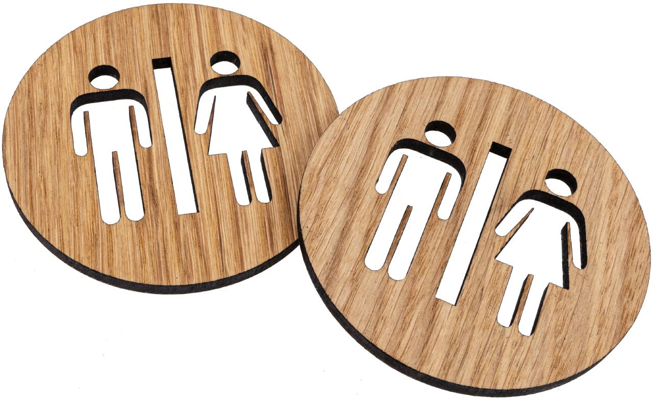selbstklebendes-WC-Schild-aus-Eiche-Mann-Frau-rund