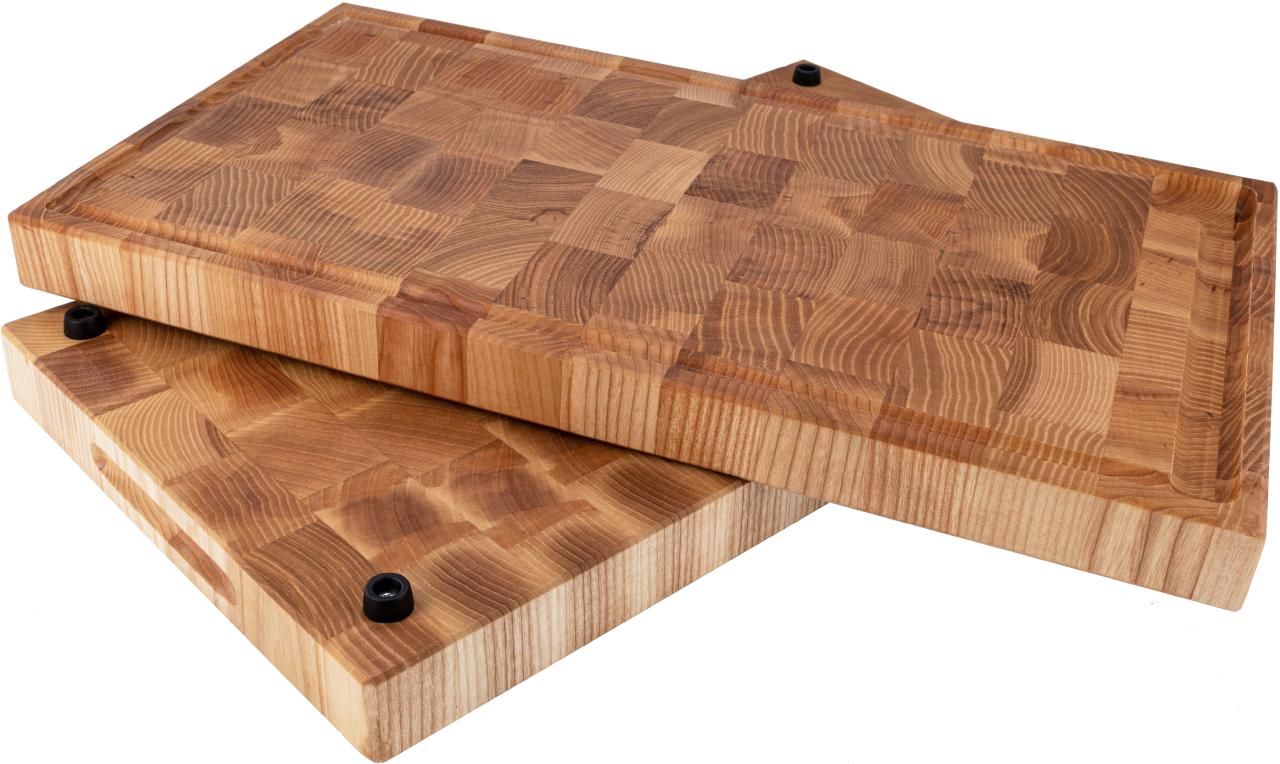 Holz Hackblock / Hackbrett aus Stirnholz 54 x 30 x 5 cm Esche mit Gummifüssen