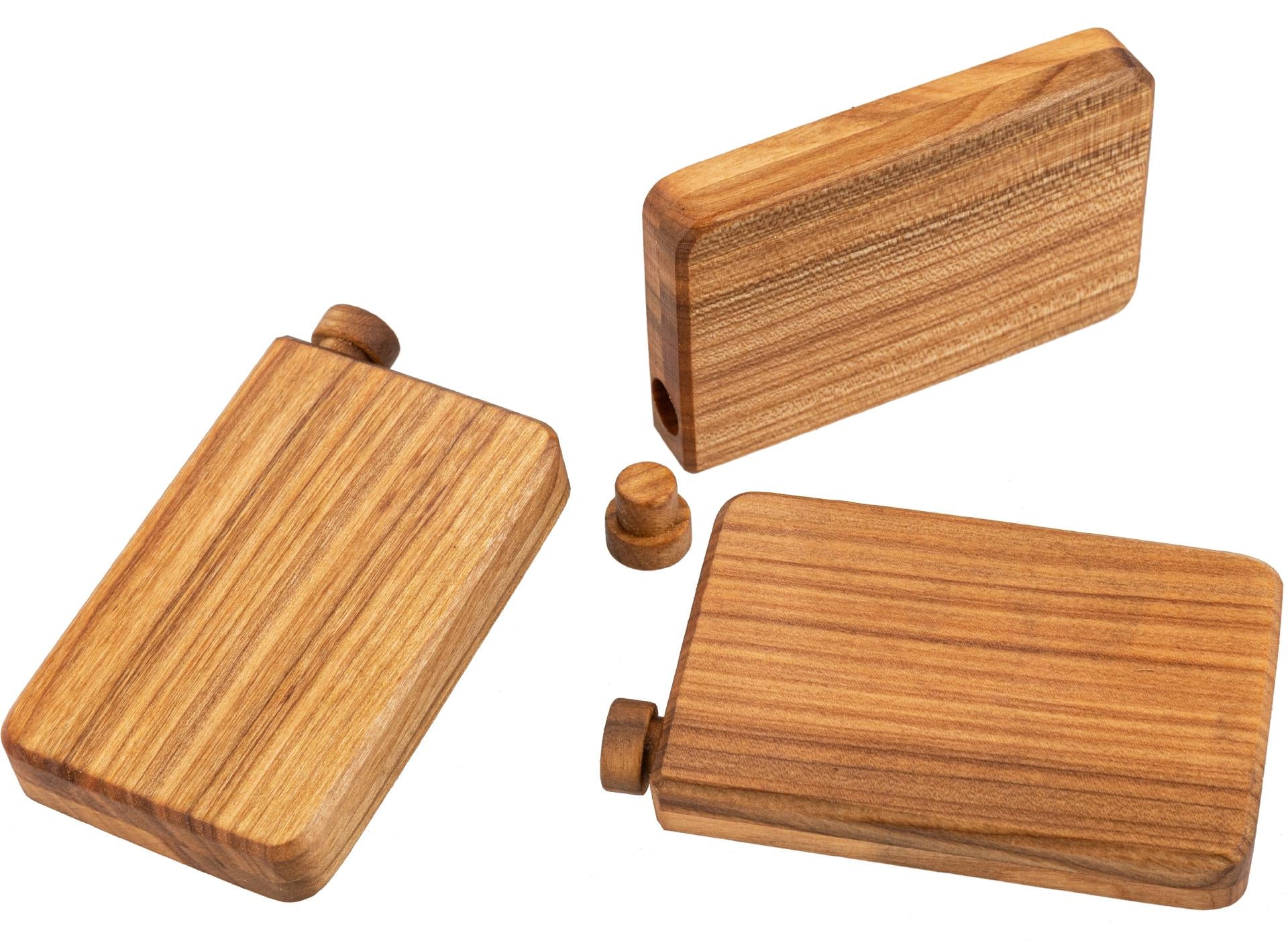 Edle Holzdose aus geöltem Kirschholz mit Holzstopfen - ideal für Schnupftabak, Salz oder Gewürze - 34 cm³ Volumen