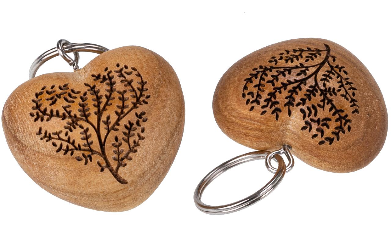 Holz Herz Schlüsselanhänger aus Kirsche geölt - Baum