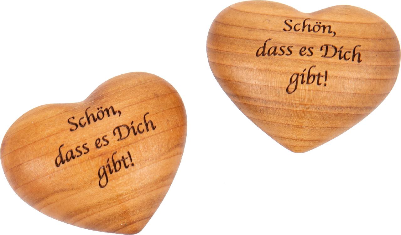 Holz Handschmeichler - Kirsche geölt - Gravur: "Schön, dass es Dich gibt!"