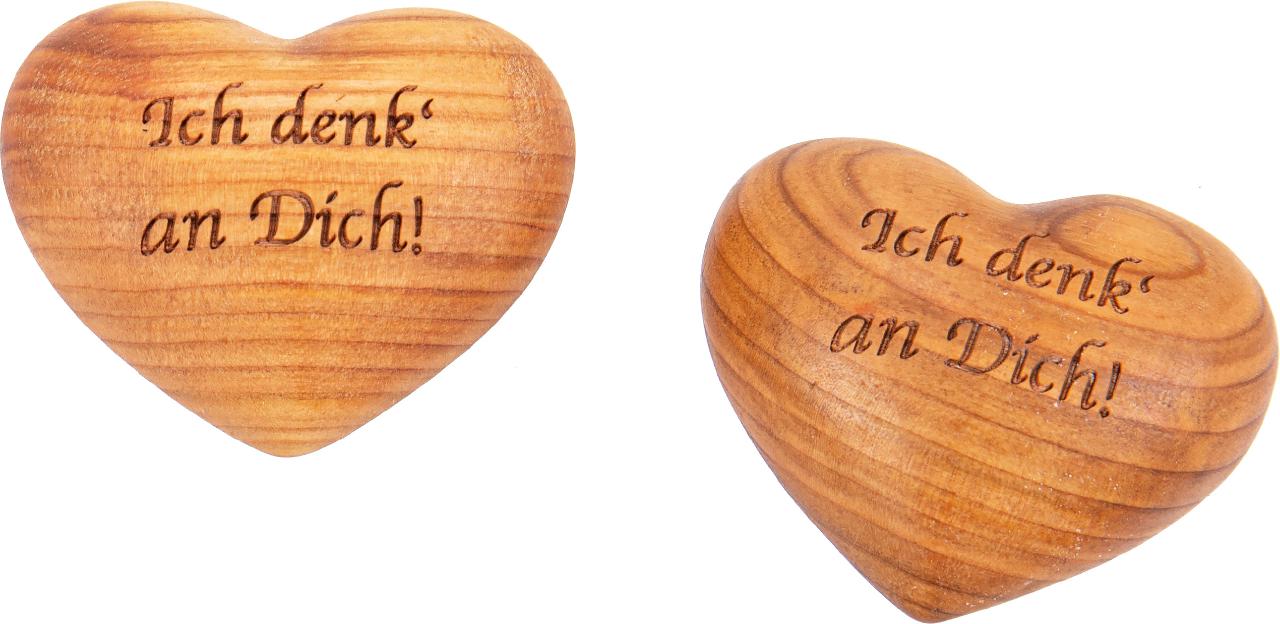 Holz Handschmeichler - Kirsche geölt - Gravur: "Ich denk' an Dich!"