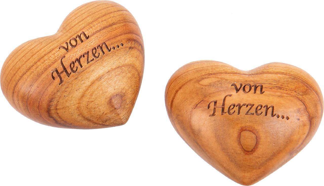 Holz Handschmeichler - Kirsche geölt - Gravur: "von Herzen..."