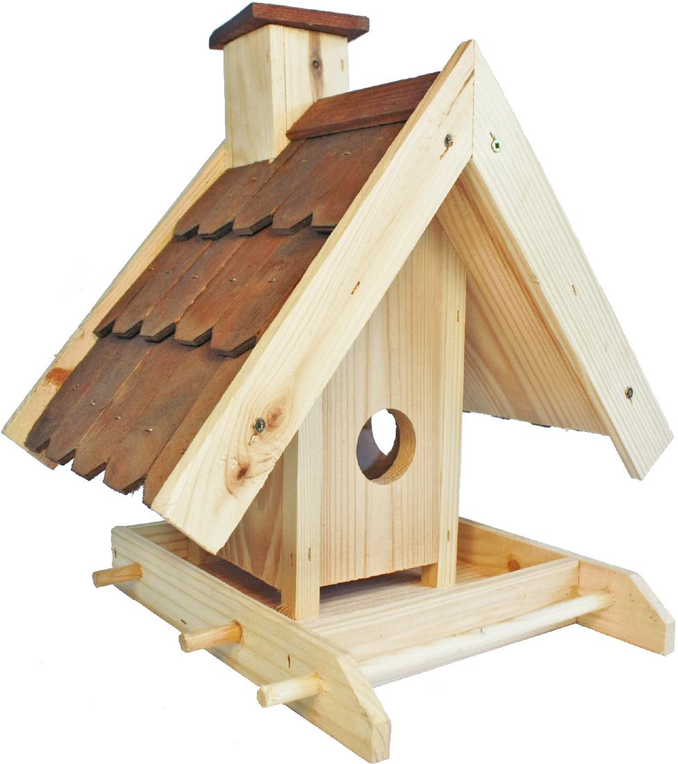 Vogelhaus Futterhaus zum Aufstellen mit Holzdach - Aus Fichtenholz