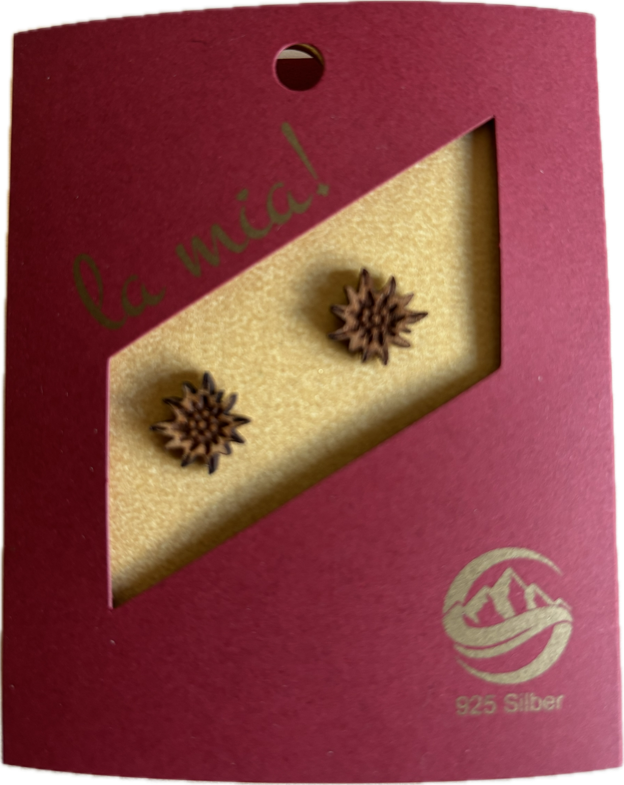 Kirschholz Ohrstecker Edelweiss