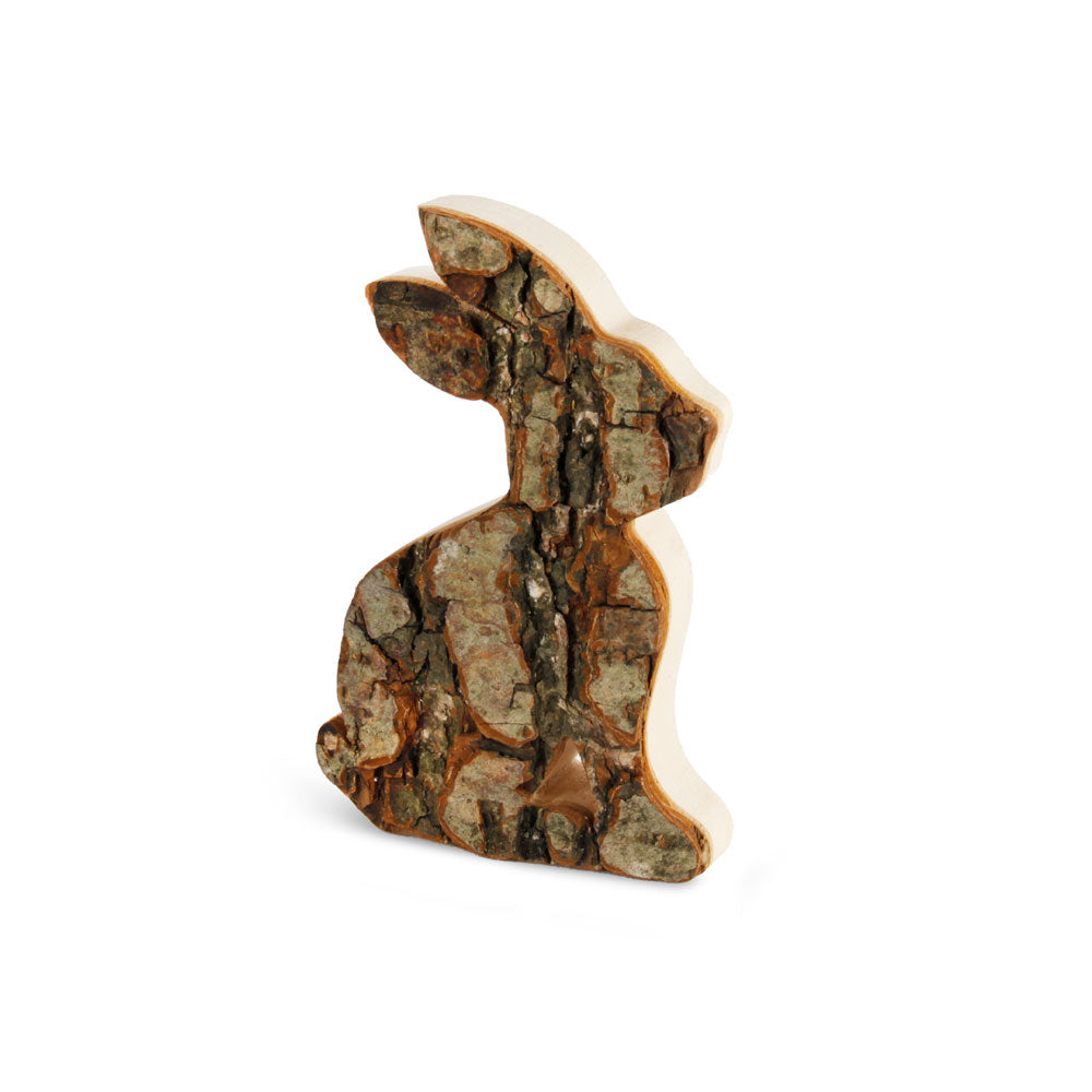 sitzender Hase Rindenholz