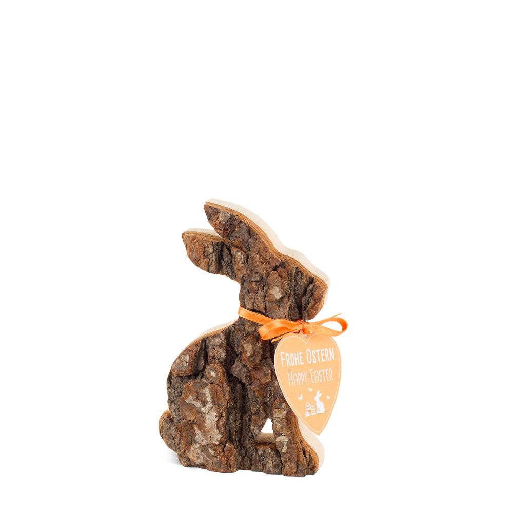 Hase sitzend aus Rindenholz 10.5cm
