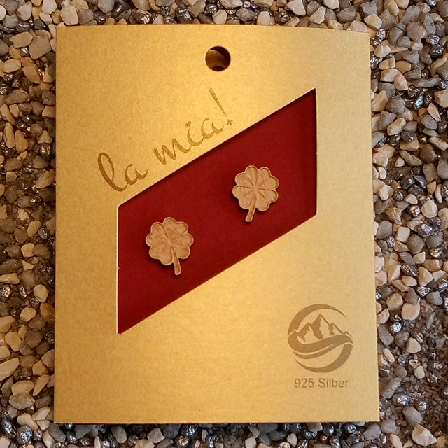 Holzschmuck Ohrstecker Kleeblatt Ahornholz