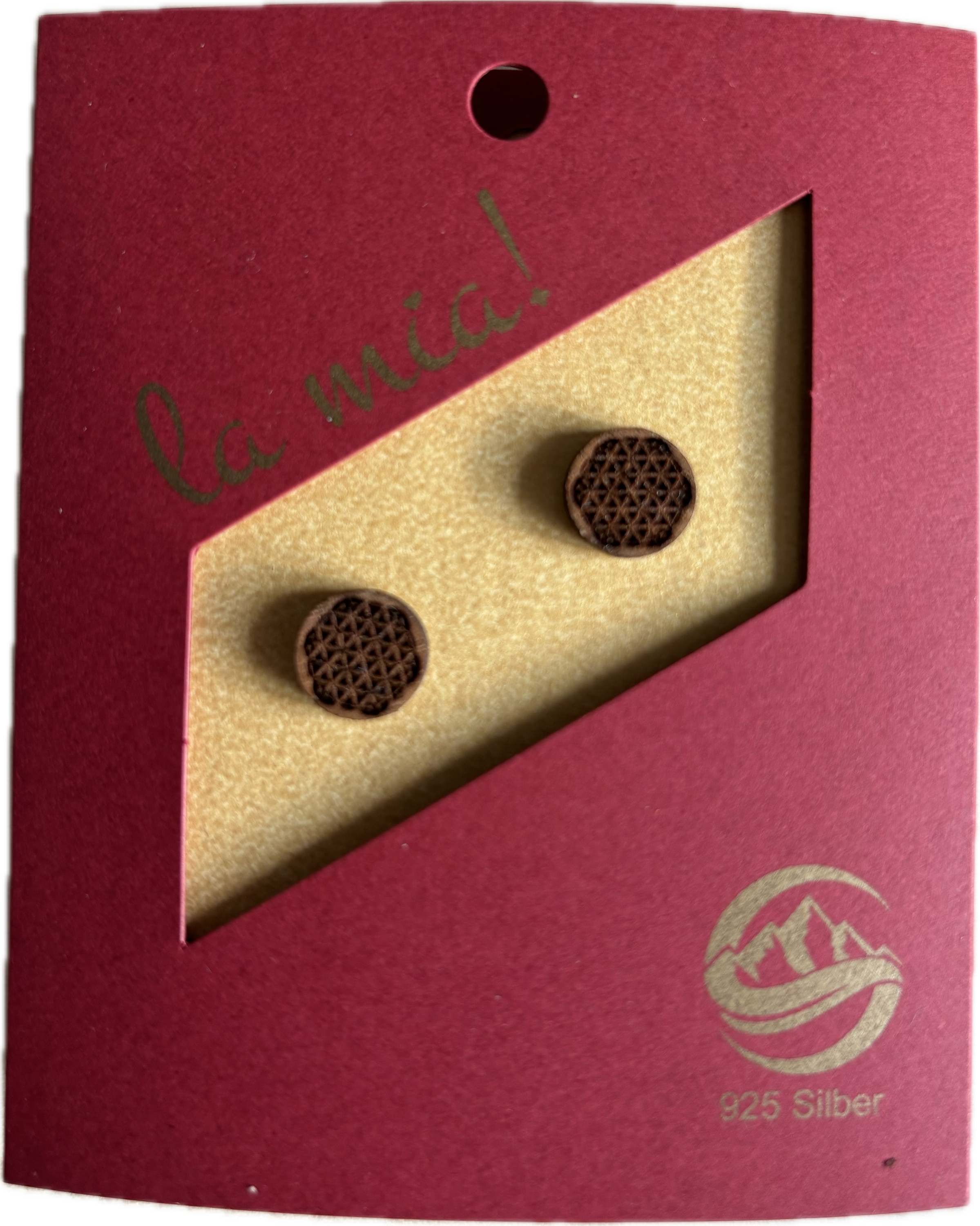 Ohrstecker Nussholz Blume des Lebens