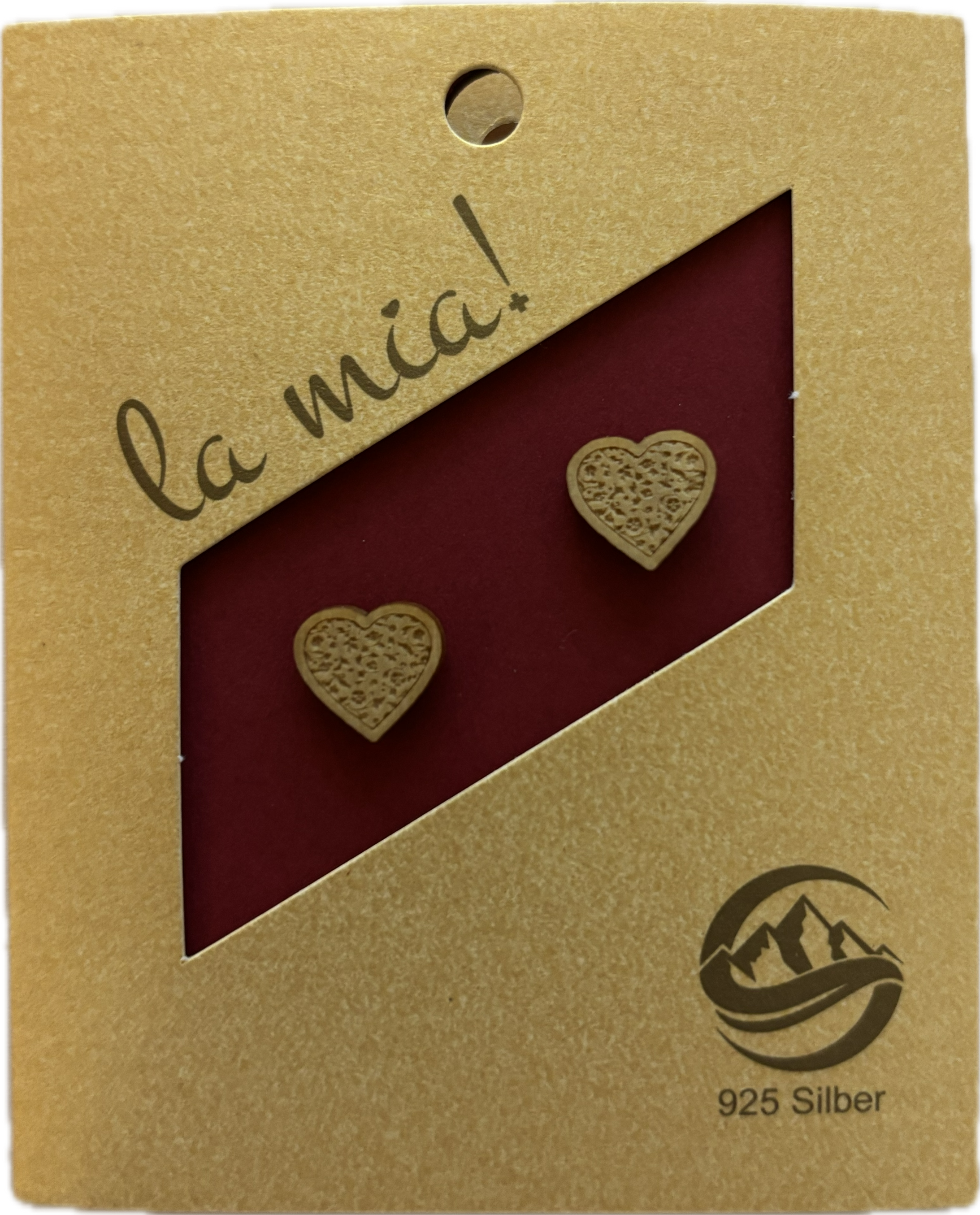 Herz mit Blumenmuster Ohrring aus Ahornholz