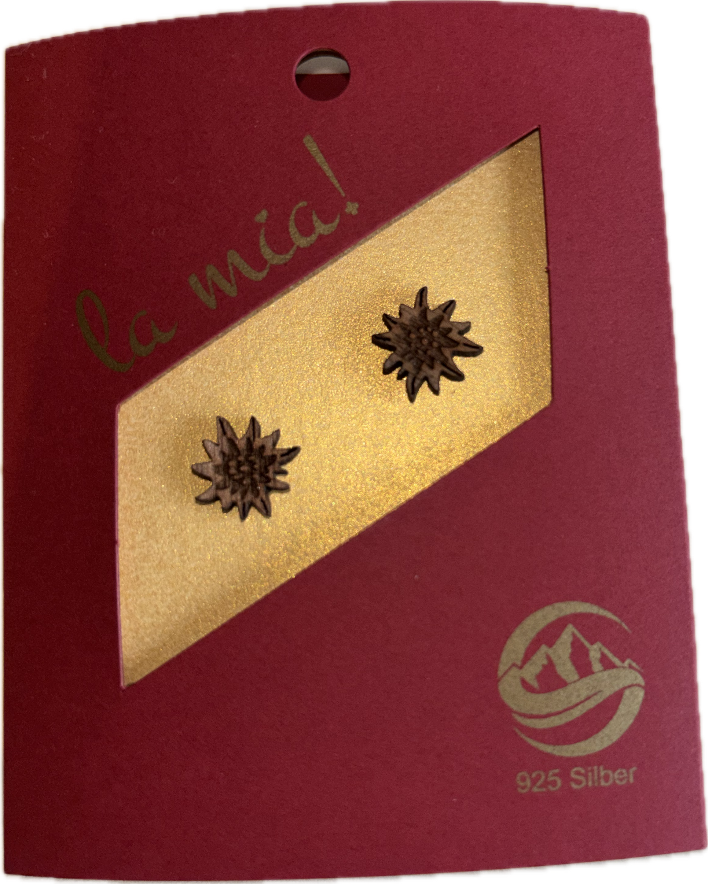 Toller Ohrstecker aus Nussholz Edelweiss