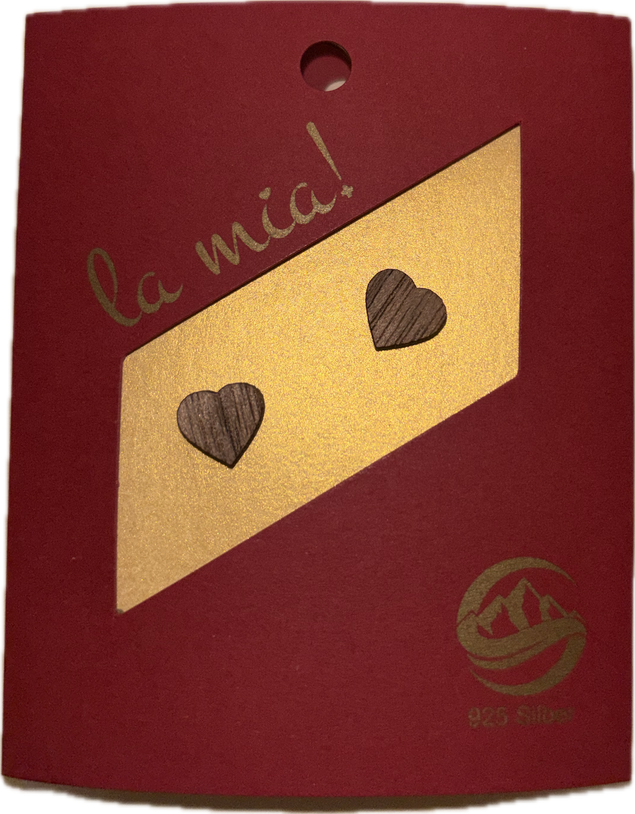 Ohrstecker Herz aus Nussholz klein