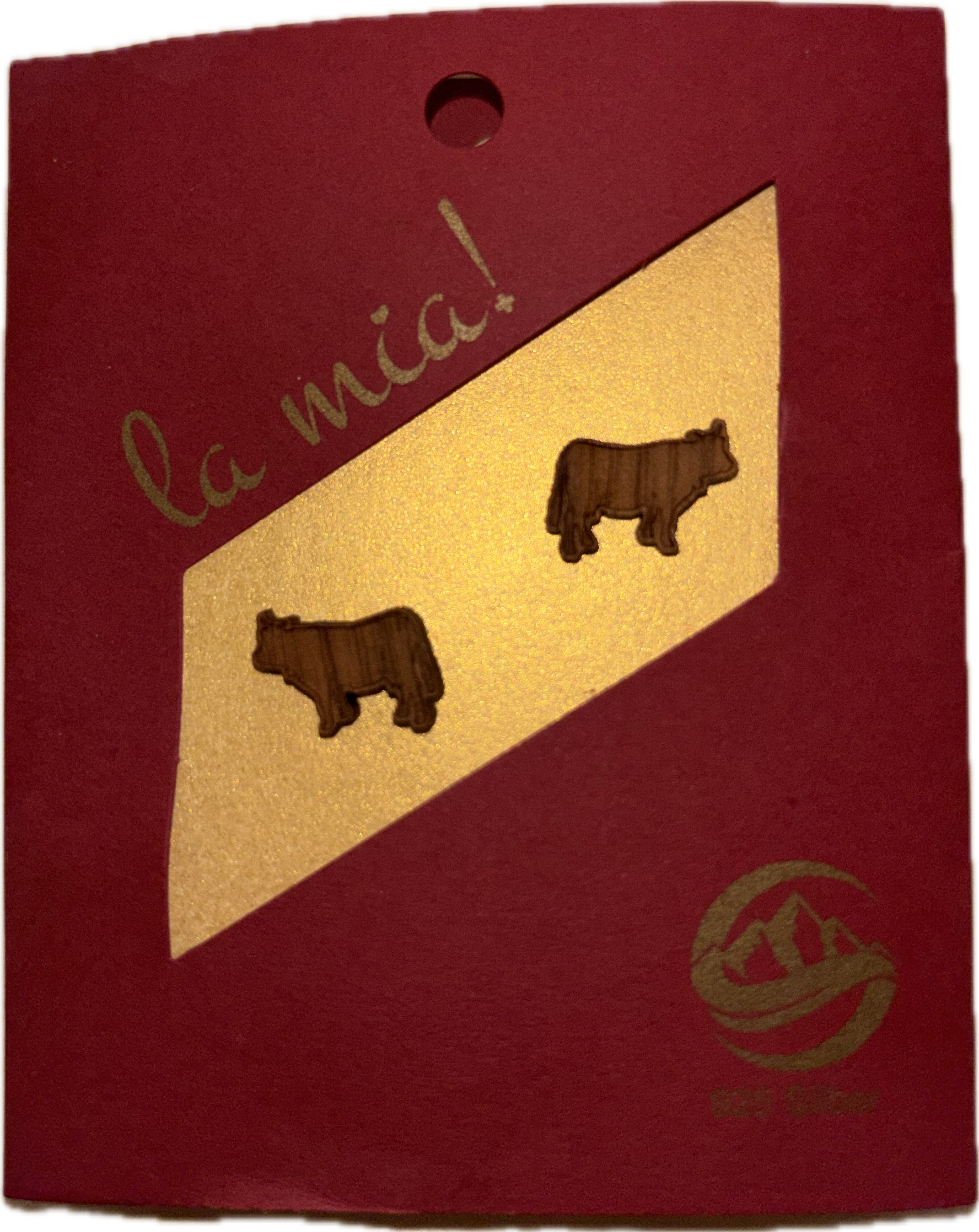 Kuh aus Nussholz Ohrstecker