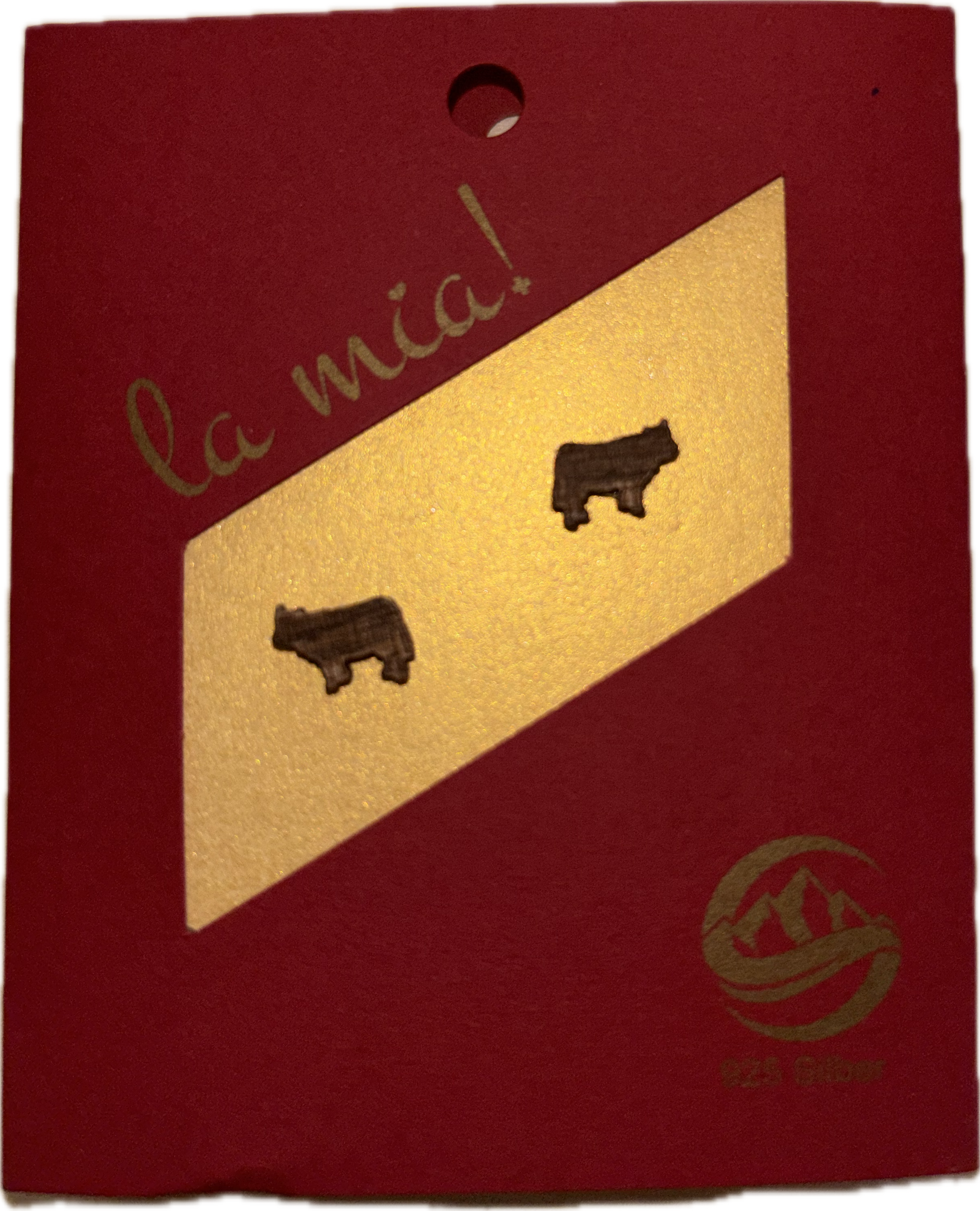 Ohrstecker Kühe aus Nussholz für Kinder