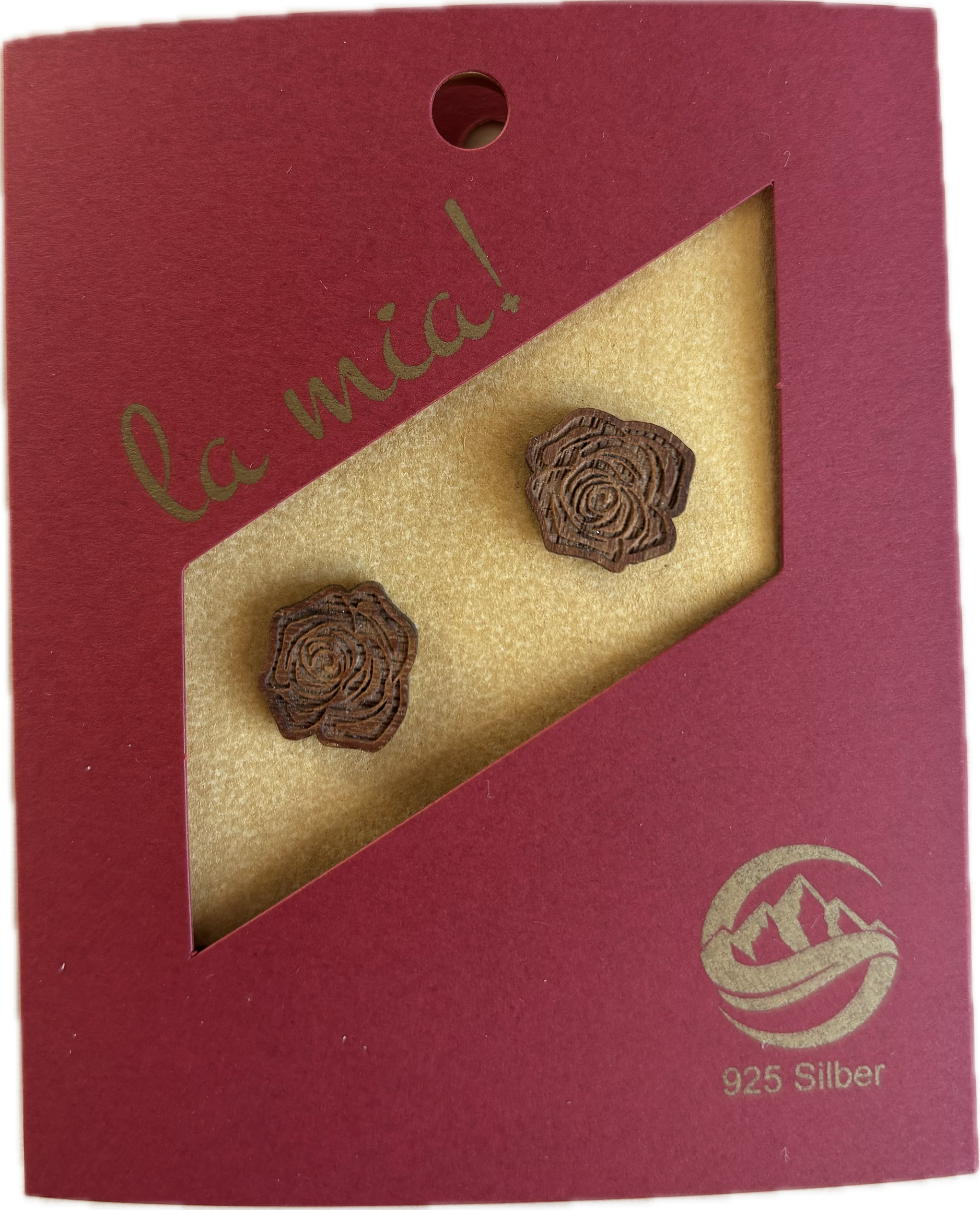 Ohrring Rose aus Nussholz