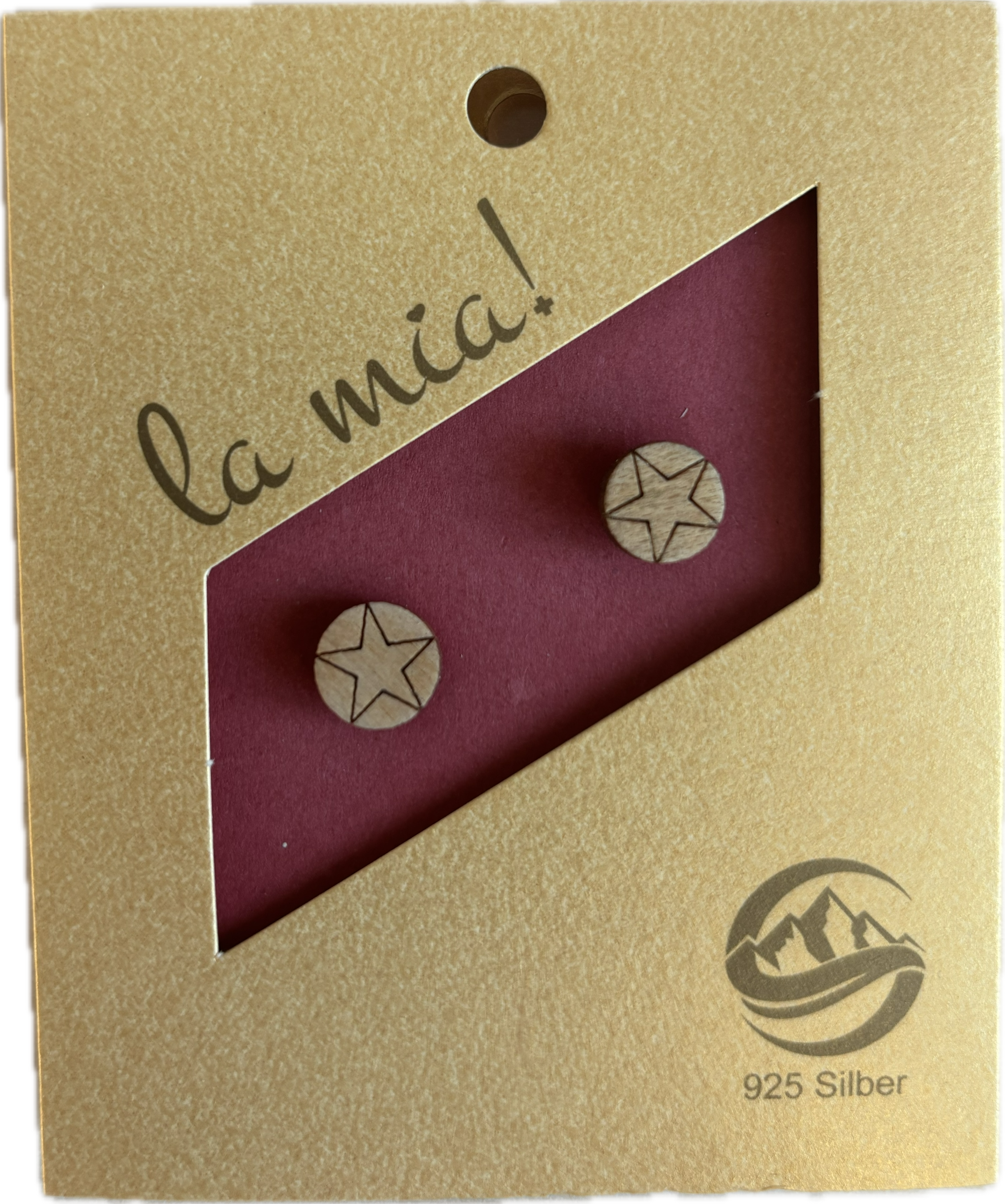 Stern rund Ohrring 10mm Ahornholz