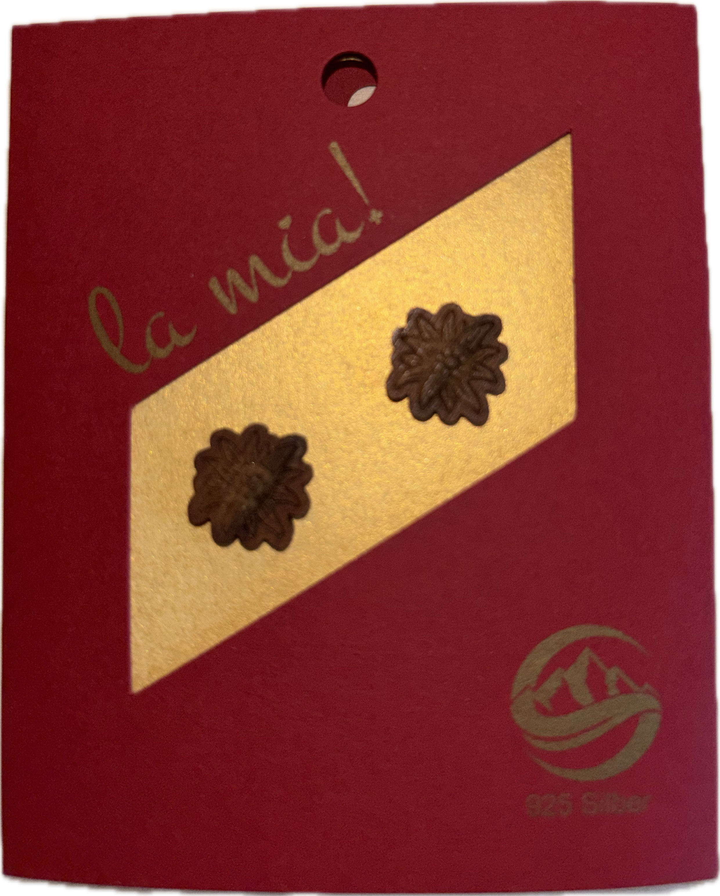 Grosses Edelweiss Ohrring aus Nussholz