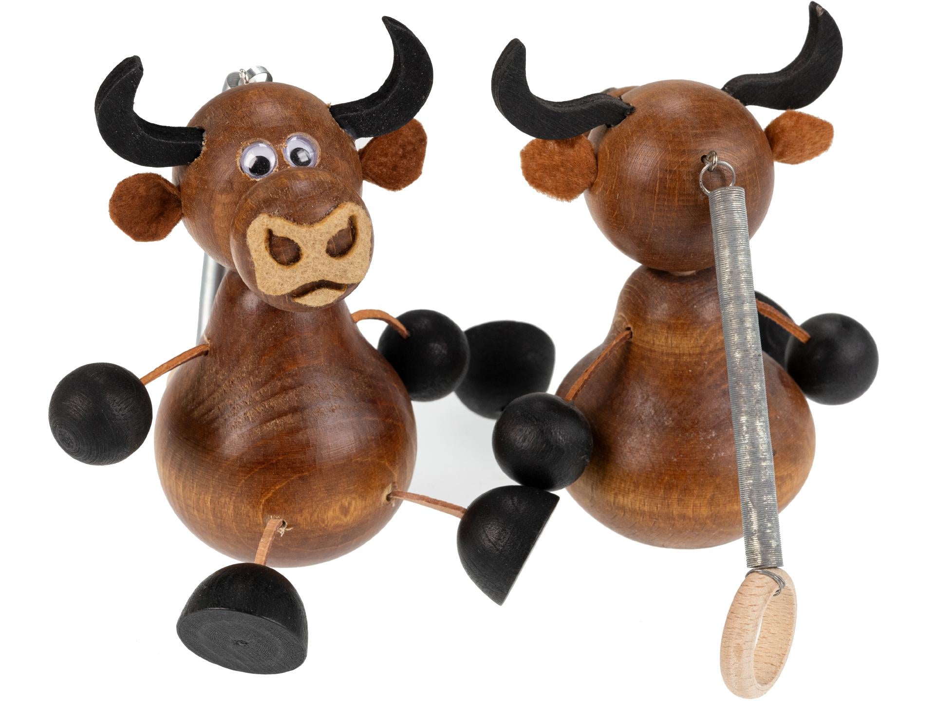Schwingfigur aus Holz, Kuh dunkelbraun