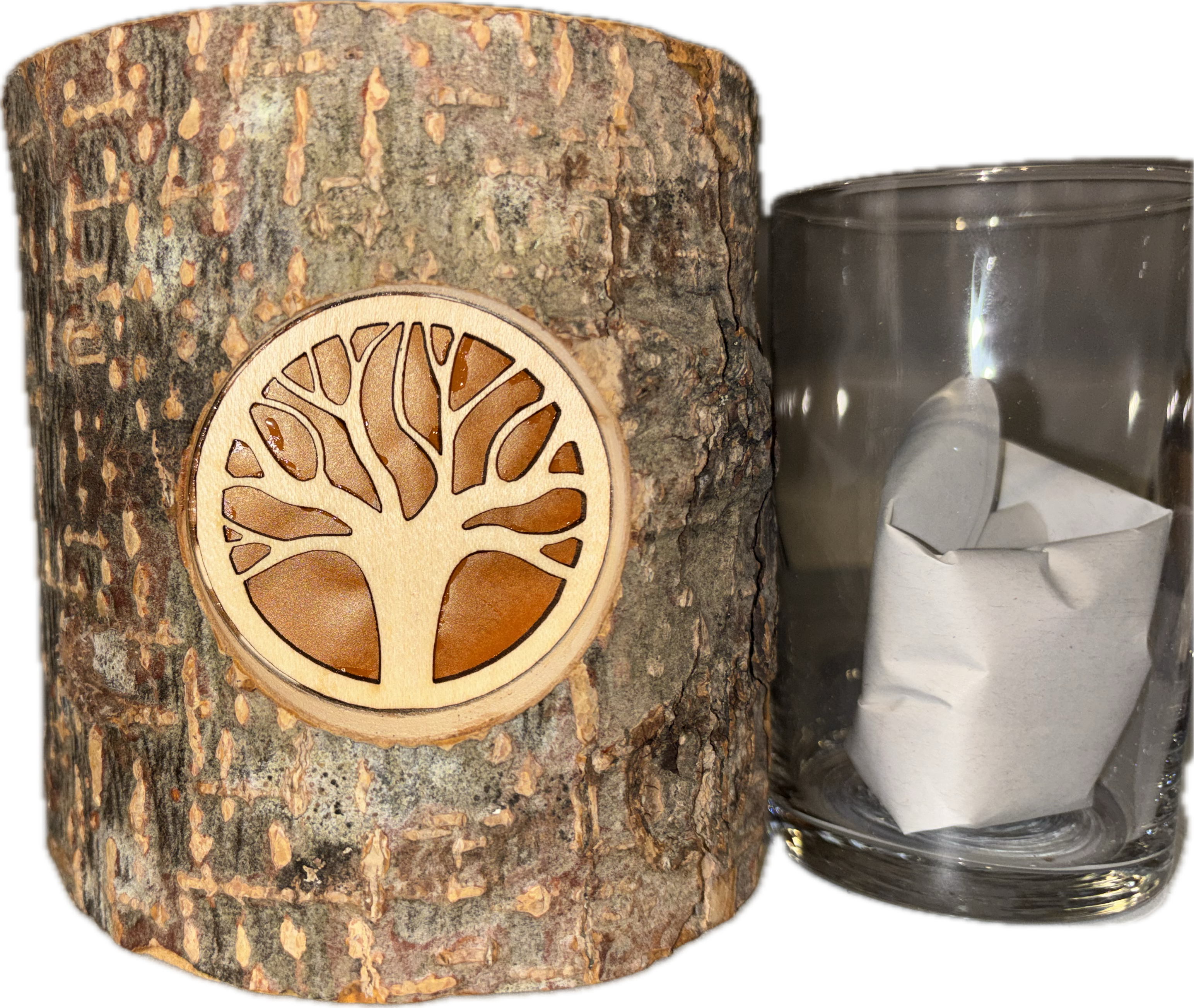 Windlicht mit drei verschiedenen Eichenbäumen, Fenster 2