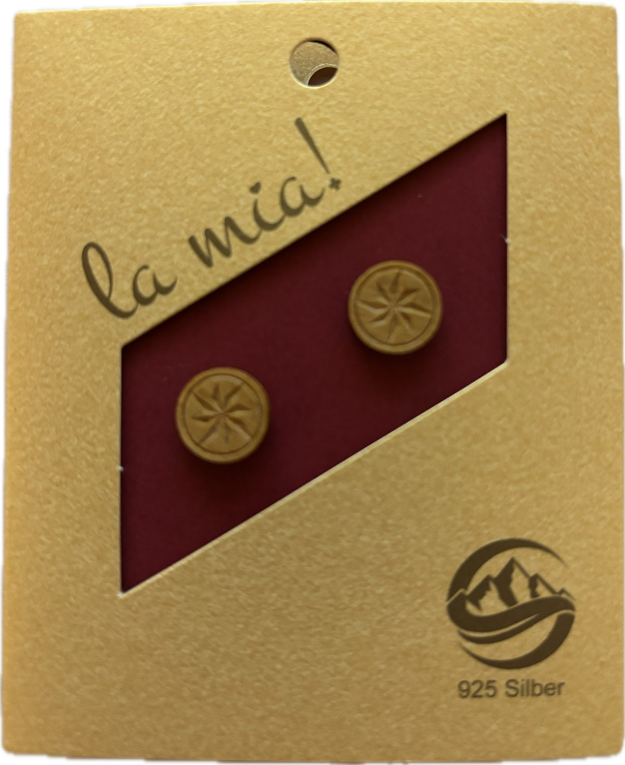 Ohrring mit Steckverschluss Windrose aus Ahornholz