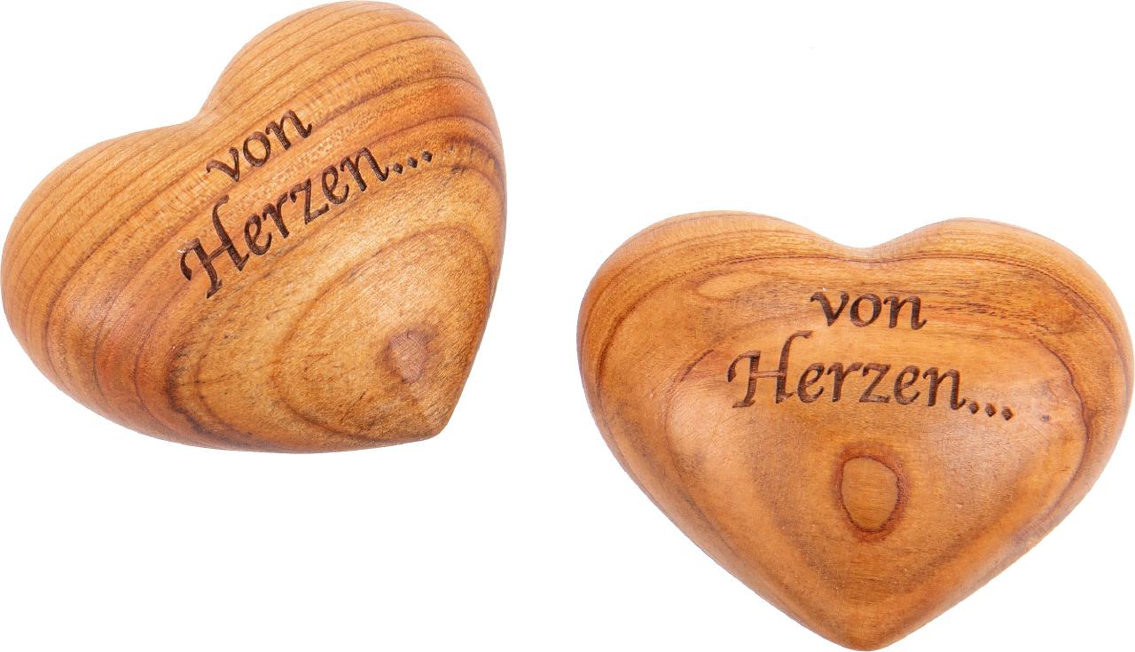 Handschmeichler Kirsche geölt – Gravur "von Herzen..." – herzförmig, handgefertigt