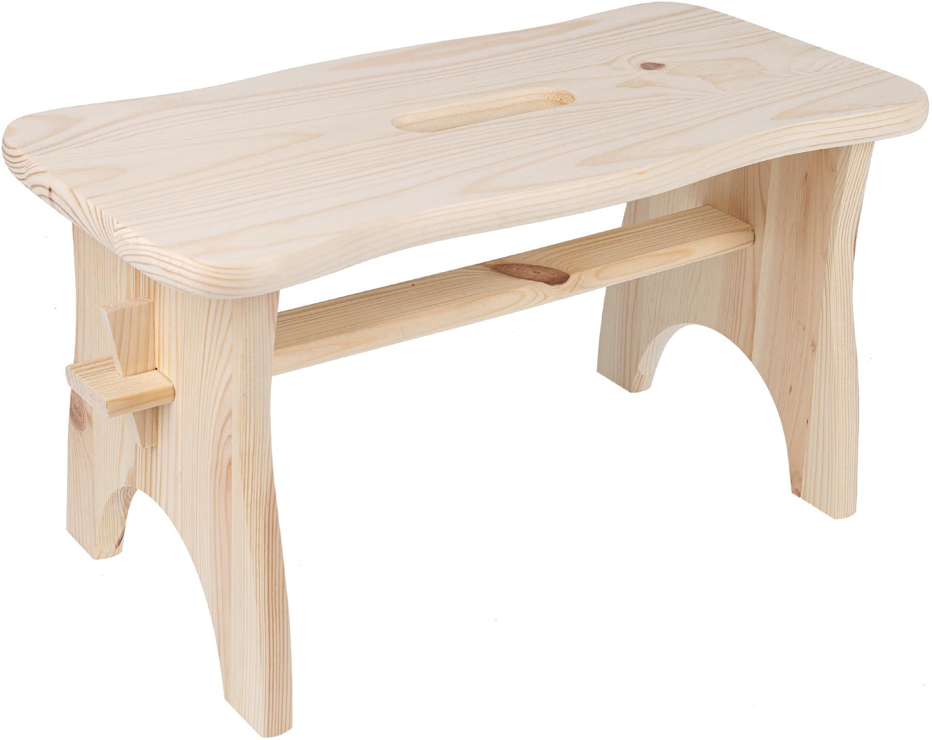 Holzhocker aus massiver Fichte, naturbelassen – robust & nachhaltig, 34×18×20,5 cm