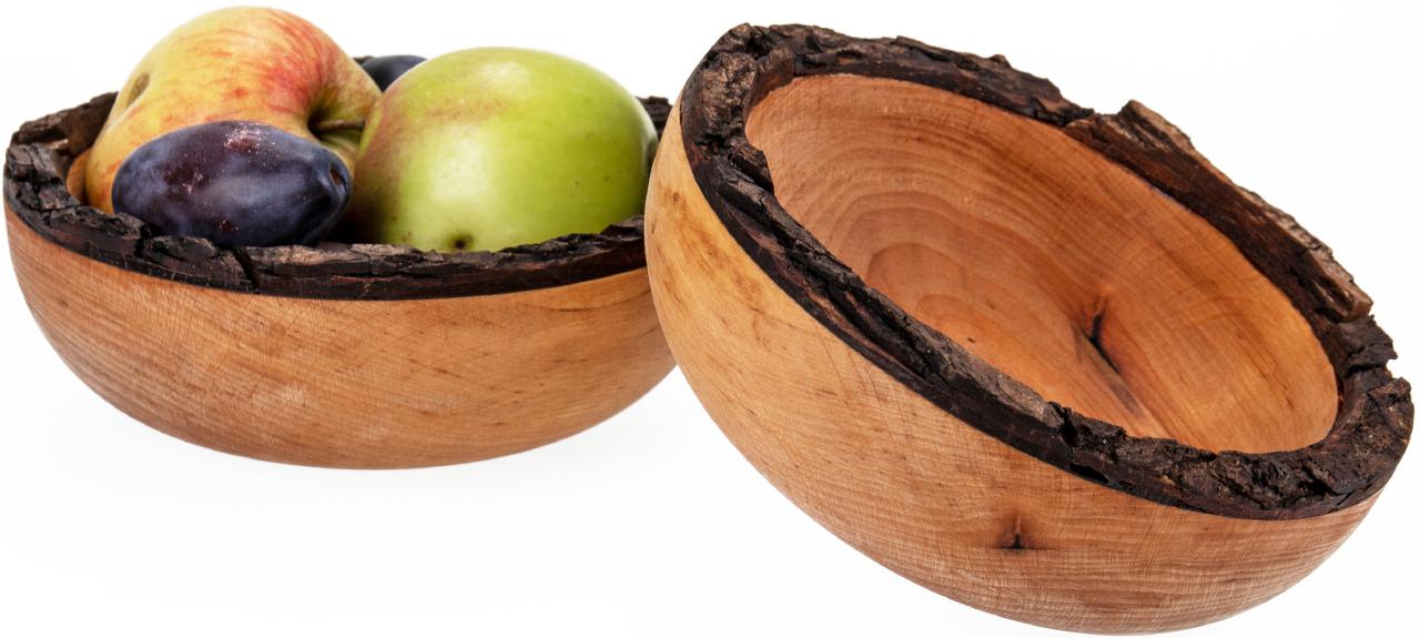 Holzschale aus Erlenholz mit Rinde, geölt, rund, Ø 16,5 cm
