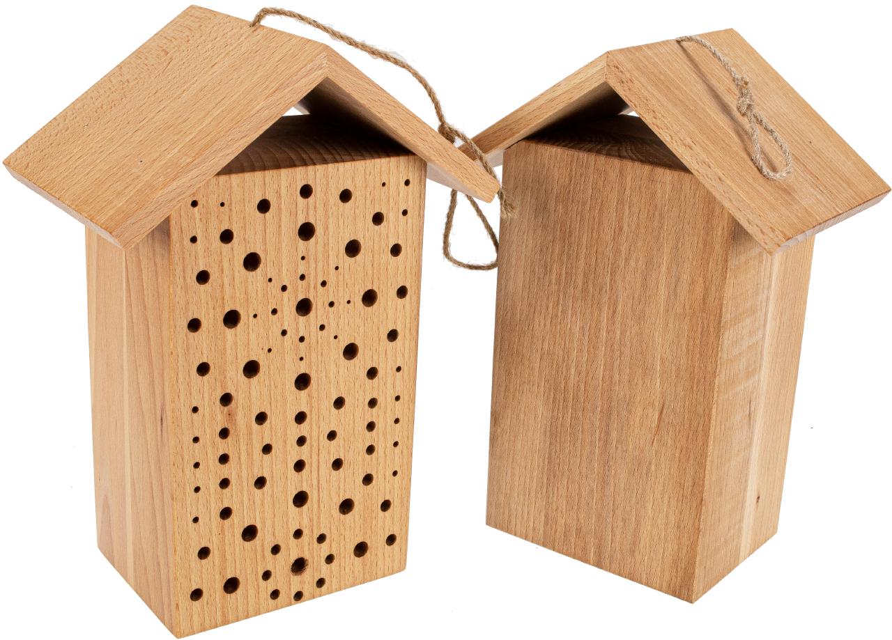 IInsektenhotel aus massivem Buchenholz, Wildbienen-Hotel für den Garten