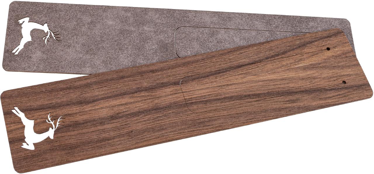 Holz-Lesezeichen aus geöltem Nussbaum, extrem biegbar und fein graviert, Motiv Hirsch
