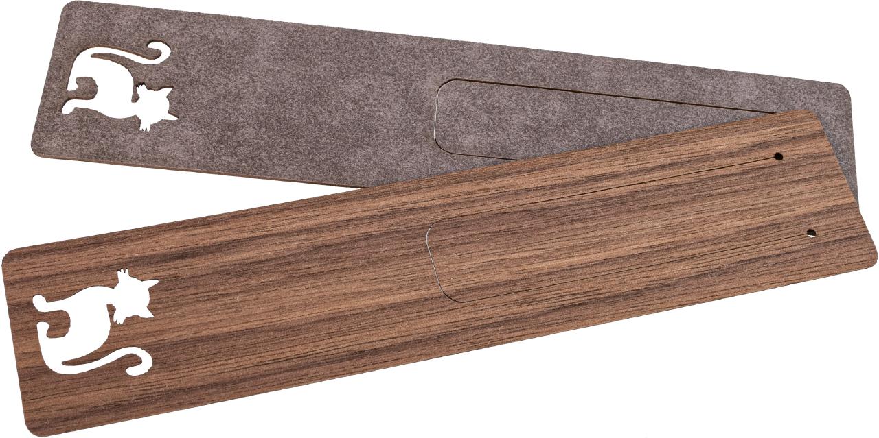 Holz-Lesezeichen aus geöltem Nussbaum, extrem biegbar und fein graviert, Katze

