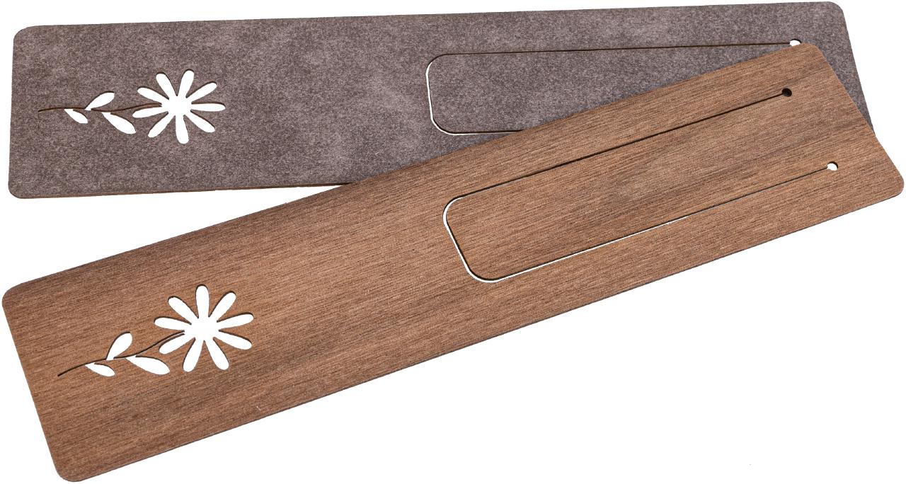 Holz-Lesezeichen aus geöltem Nussbaum mit feiner Gravur, leicht und flexibel, Blume
