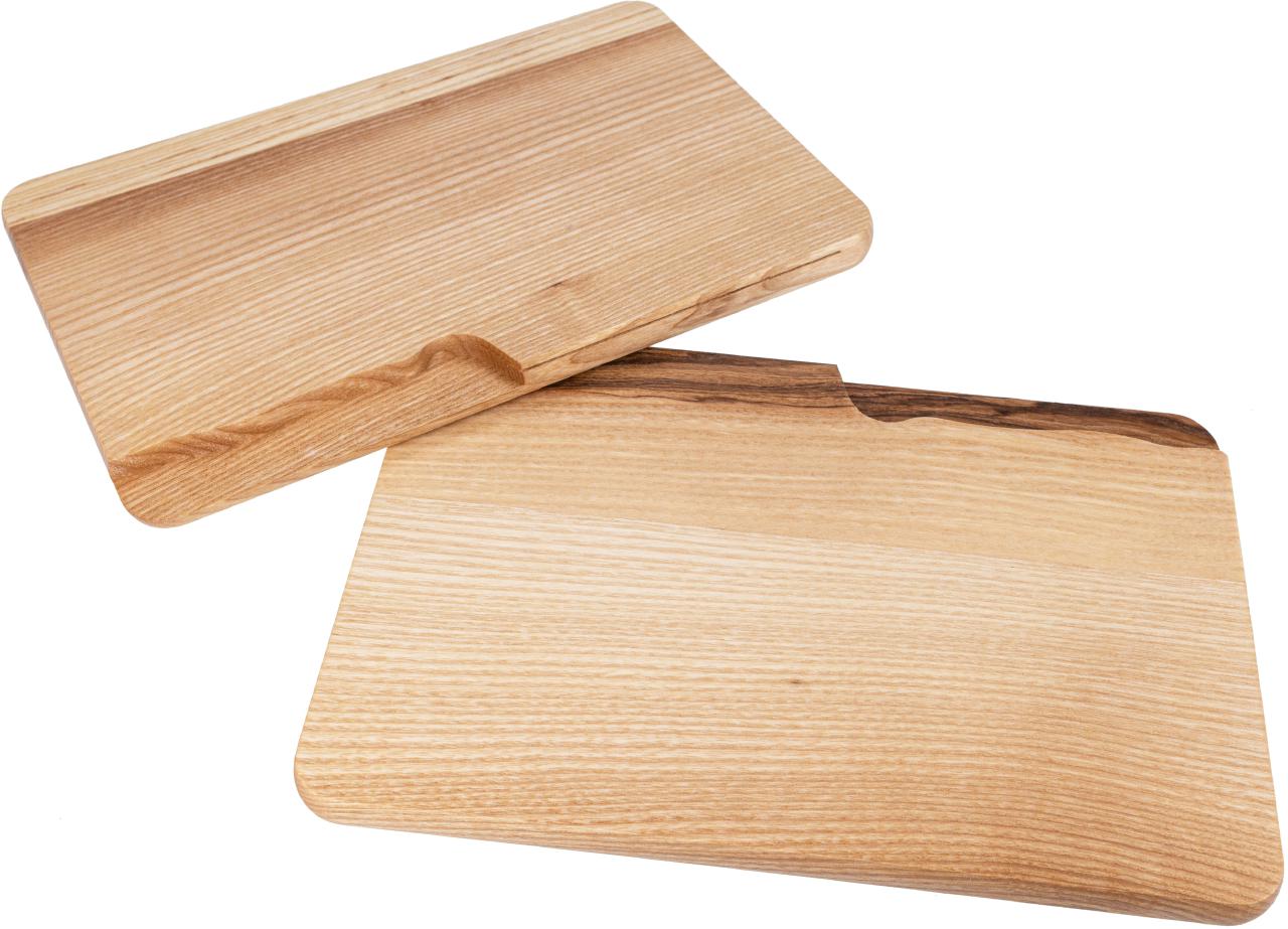 Rechteckiges Messerbrett aus geölter FSC-Esche 27x18 cm, messerschonend und langlebig
