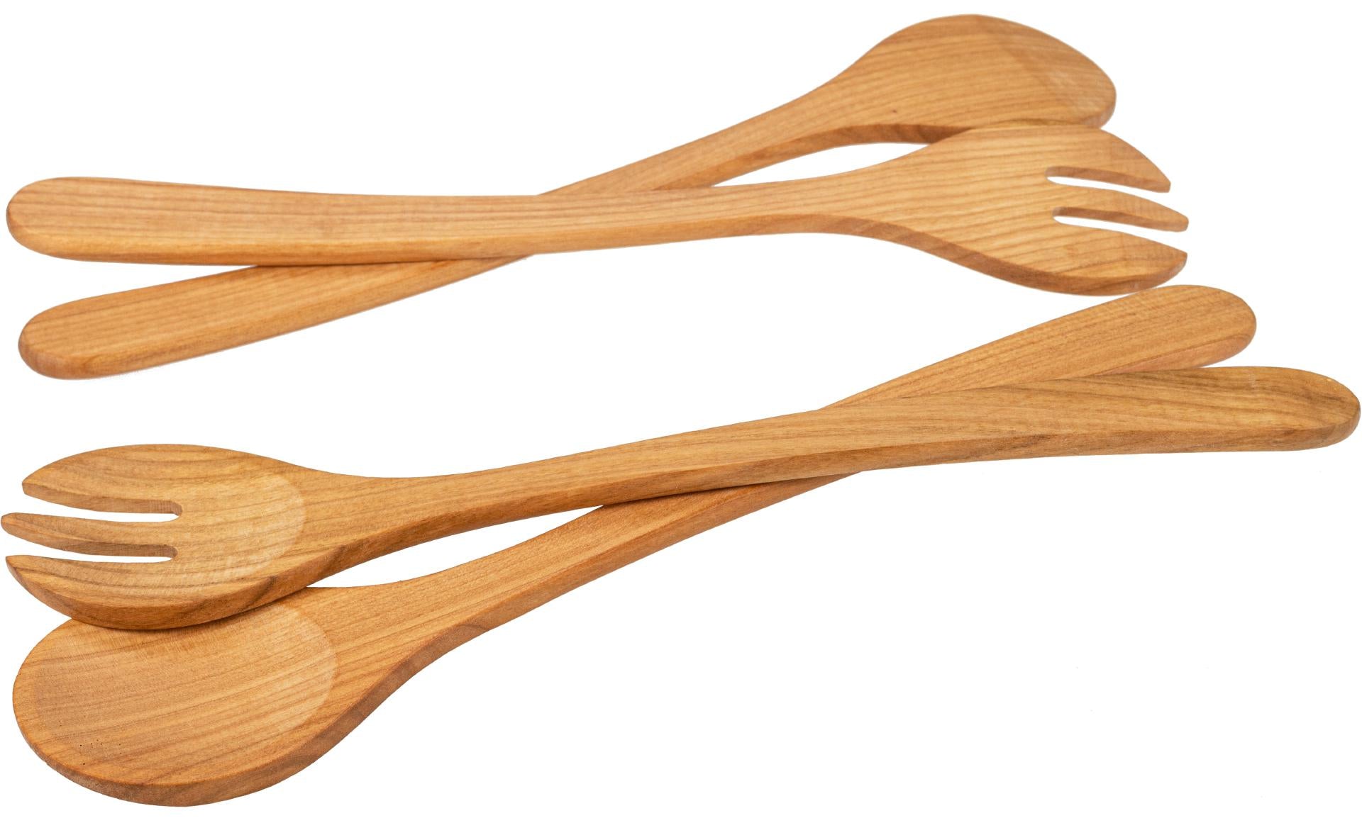 Salatbesteck 2-teilig aus Kirschholz, geölt, 35 cm