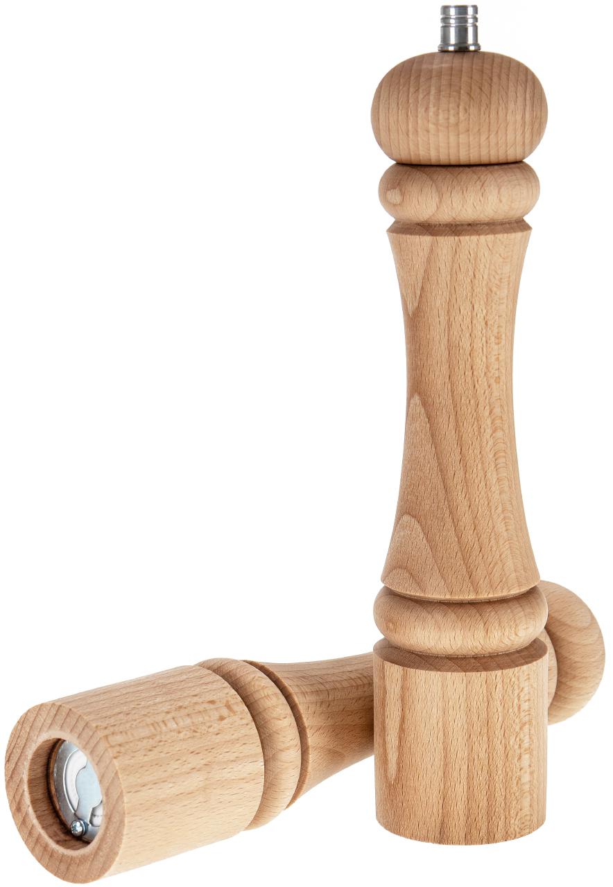 Salz- und Pfeffermühle aus Buchenholz, 27 cm, mit Metallmahlwerk

